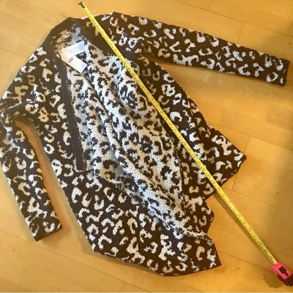 UGG Phoebe Leopard Knit Wrap Cardigan, Black + White, Size S - Picture 17 of 17